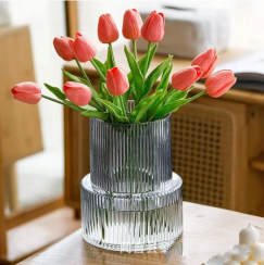 3Pcs Cylindrical Handmade Ribbed Vase